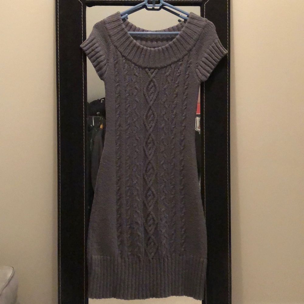 Grey, cable knit sweater dress